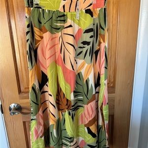 Loft tropical leaf pattern skirt with side slit